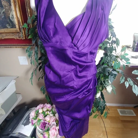 strapless open back dress Le Palais vintage elegant purple strapless bodice dress ONLY main image 0